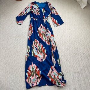 Everly geo print Blue Patterned Maxi Dress